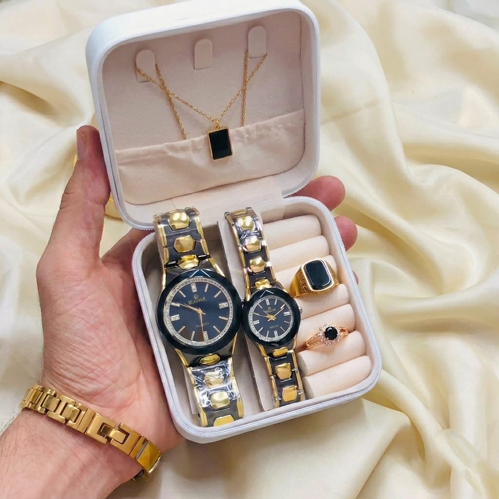 Rose Collection Artificial Jewelry Gift Set Couple watch