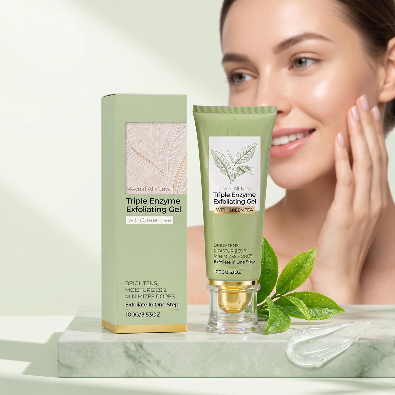 Buy 1 get 1 100g Peeling Gel Natural Pore Cleansing Non-Greasy Non-Irritating Cleaser Triple Enzyme Green Tea Exfoliating and Hydrating Gel